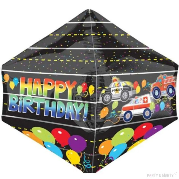 Happy Birthday Helium Ballon Cars 43x53 cm